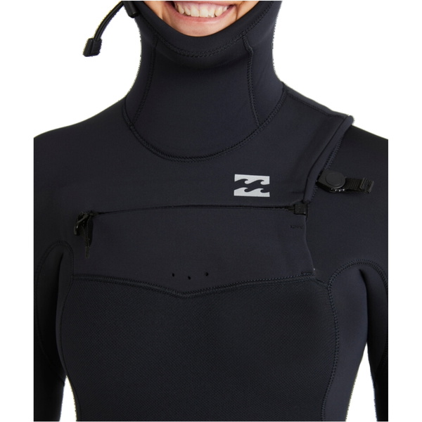Billabong Womens Furnace Natural 5/4mm Hooded Chest Zip Wetsuit ABJW100218 - Black